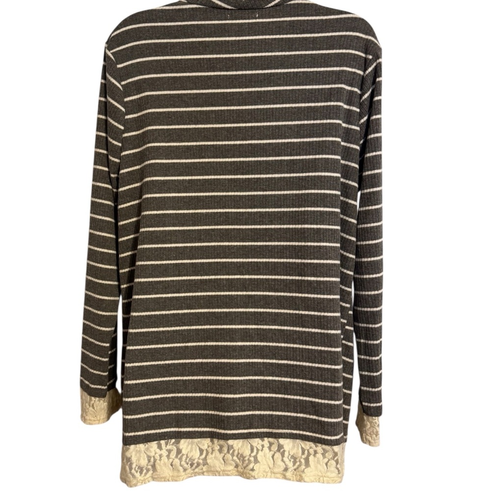 NWT NEUTRAL GRAY/CREAM  Cowl Neck Sweater LACE DETAIL  MEDIUM   #6 - Picture 7 of 11